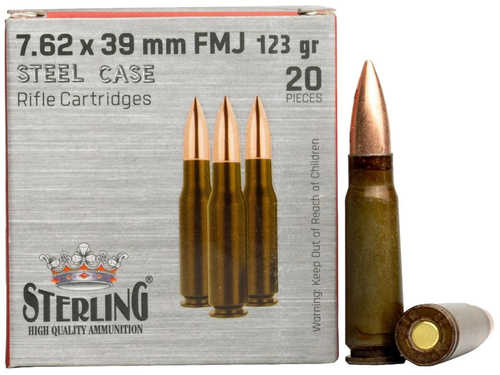 Sterling 7.62X39mm 123 Grain Full Metal Jacket Steel Cased 20 Round Box SRL8698779967284