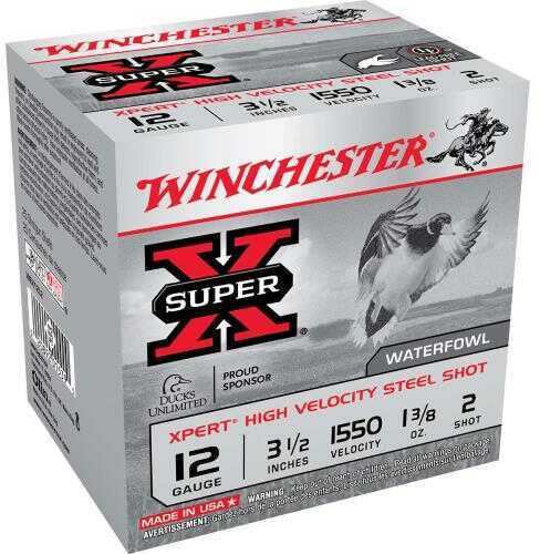 12 Gauge 3-1/2" Steel #2  1-3/8 oz 25 Rounds Winchester Shotgun Ammunition