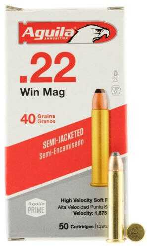 Aguila Ammunition .22 Winchester Magnum Rimfire Silver Eagle Ammunition, 40 Grains, JHP, Per 50