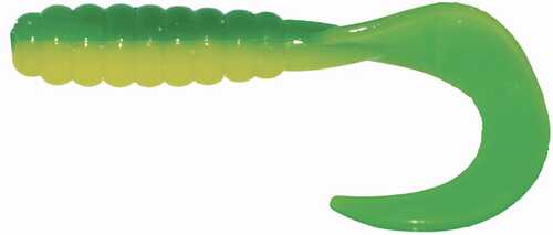 BB 2" CURL TAIL GRUB GREEN/YEL 10PK