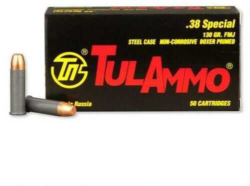 38 Special 130 Grain Full Metal Jacket 50 Rounds TULA Ammunition