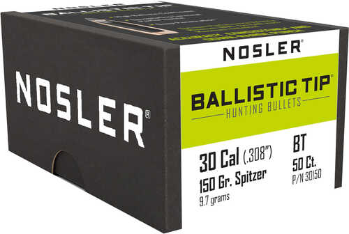 Nosler 30 Caliber 150 Grains Ballistic Tip .308" 50/Box Bullets
