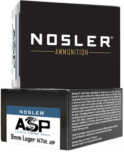 Nosler ASP Suppressor Ready Handgun Ammo 9mm 147 gr. HG JHP 20 rd. Model: 51290