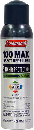 Coleman Max Insect Repellent 4oz - 100% Deet - Continuous Spray