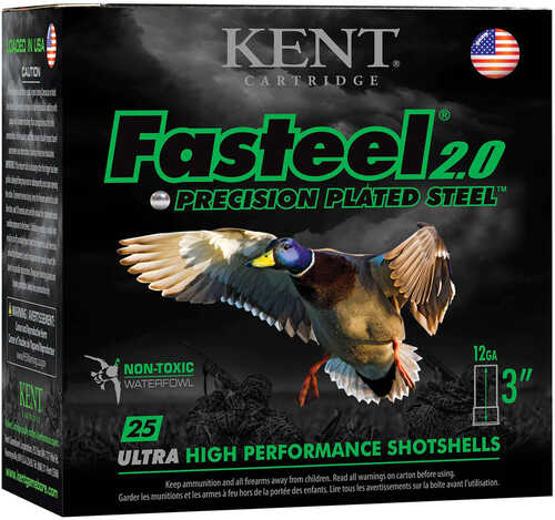 Kent Fasteel 2.0 Precision Plated Steel Load 12 ga. 2.75 in. 1 1/16 oz. 3 Shot 25 rd. Model: K122FS30-3