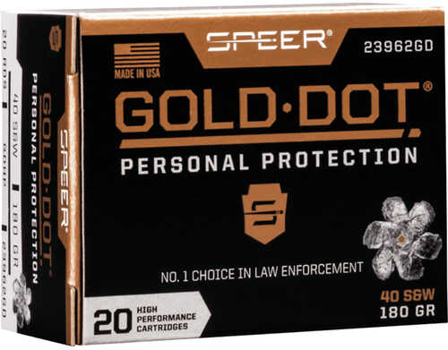 Speer Gold Dot Handgun Ammo 40 S&W 180 gr. HP 20 rd. Model: 23962GD
