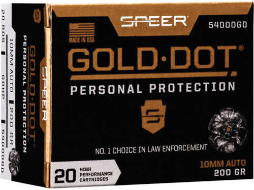 Speer Gold Dot Handgun Ammo 10mm 200 Grains Hollow Point 20 Rounds