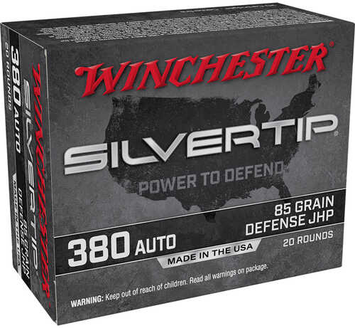 Winchester Super-X Pistol Ammo 380 ACP 85 gr. Silvertip HP 20 rd. Model: W380ST