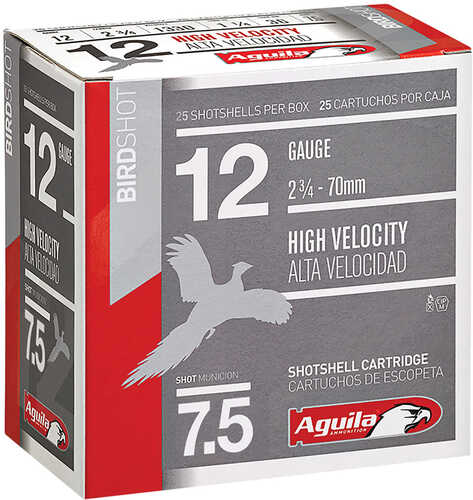 Aguila High Velocity Shotgun Game Load 12 ga. 2.75 in. 1 1/4 oz. 7.5 Shot 25 rd. Model: 1CHB1207