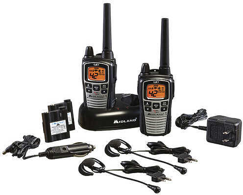 Midland GXT860Vp4 2 Way Radio W/Ear/Mic/Batteries & Charger 42 Chl, 36 Mile Black 2/Pk