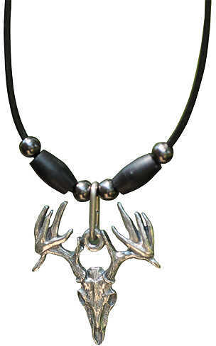 Little D Drop Tine Skull Pendant Necklace W/Black Bone 20" 1 3/16"X1 5/16"