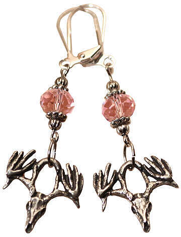 Little D Drop Tine Skull Earrings W/Pink/Silver Accents