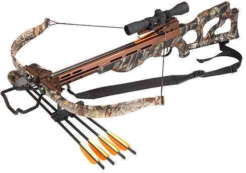 SA Sports Crusader Recurve Crossbow Package W/Multi-Reticle 4X Scope 225# Camo