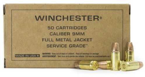 9mm Luger 115 Grain Full Metal Jacket 50 Rounds Winchester Ammunition