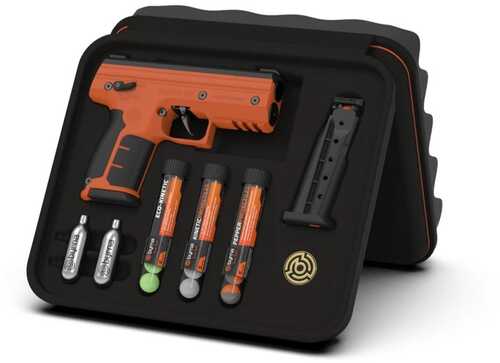 Byrna Technologies Sk68300_ORN_Pepper Sd Kinetic Kit Co2 .68 Cal 5Rd, Orange Polymer, Rubber Honeycomb Grip, C02 & 15 Pr