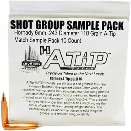 Hornady 6mm .243 Diameter 110 Grain A-Tip Match Sample Pack 10 Count