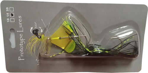 Prototype Lures Guerrilla Buzz 3/8oz Black & Chart With Lime Blade Model: Gb38-14