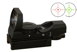 NCStar D4RGB Reflex Optic 1x 24x34mm 3 MOA Illuminated 4 Pattern Red/Green CR2032 Lithium Black Anodized
