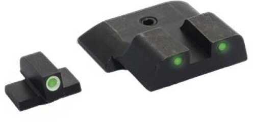 AmeriGlo SW801 Classic 3 Dot Night Sight S&W M&P Tritium Green w/White Outline Front Rear