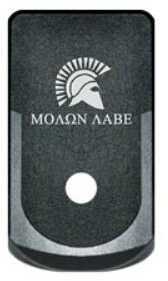 Bastion Magazine Base Plate Molon Labe Black and White Fits Glock 43 BASGL-43-MAGEXT-SMOLON