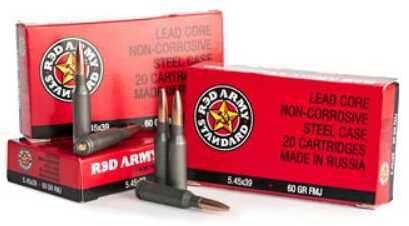 5.45X39mm 60 Grain Full Metal Jacket 20 Rounds Red Army Ammunition
