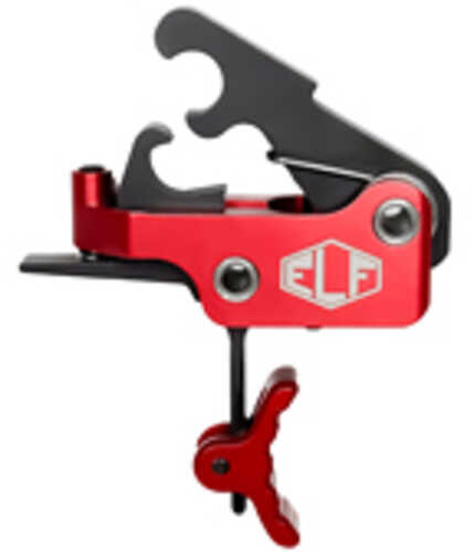 Elftmann Tactical SE Adjustable Trigger Curved with Red Shoe Fits AR-15 Anodized Finish Red