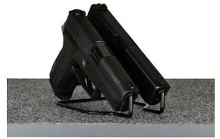 Gun Storage Solutions Handgun Hangers Duelies Vinyl Coated Fits Guns As Small As .22 Caliber 2 Per Stand Black DUEL2