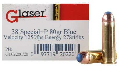 38 Special 80 Grain Hollow Point 20 Rounds Glaser Ammunition