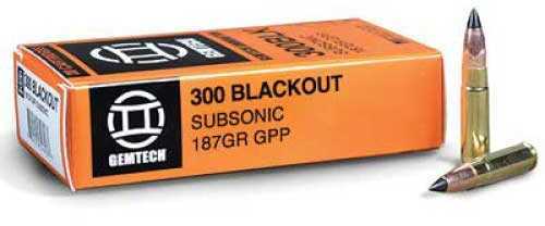 300 AAC Blackout 185 Grain Ballistic Tip 20 Rounds Gemtech Ammunition