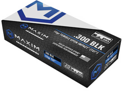 300 AAC Blackout 115 Grain Solid 20 Rounds Maxim Defense Ammunition