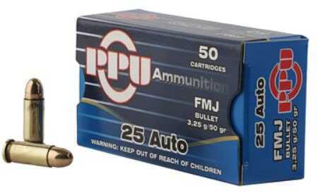 25 ACP 50 Grain Full Metal Jacket Rounds Prvi Partizan Ammunition