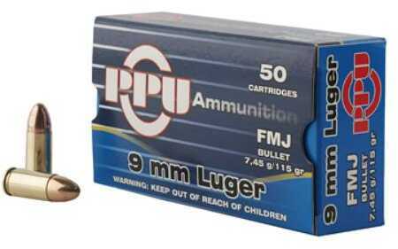 9mm Luger 115 Grain Full Metal Case 50 Rounds Prvi Partizan Ammunition