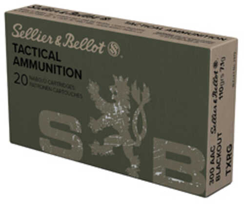 Sellier & Bellot Exergy Blue Bullet Rifle Ammunition 300 Blackout 110 Grains Lead Free Tipped Boat Tail 20 Rounds