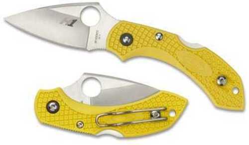 Spyderco C28PYL2 Dragonfly 2 Salt 2.25" Folding Plain Stonewashed H1 Steel Blade/ Yellow Textured FRN Handle Includes Po