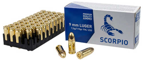 STV Technology Scorpio Ammo 9MM 115 Grain Full Metal Jacket 50 Round Box S9MM115F