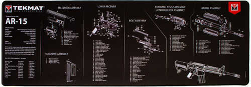 Beck TEK LLC (TEKMAT) R44AR15 AR-15 Ultra Premium Cleaning Mat Parts Diagram 44" X 15" Black/White