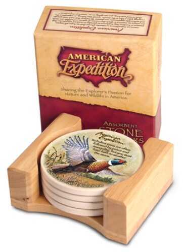 American Expedition Set Of 4 Stone Coaster - Pheasant