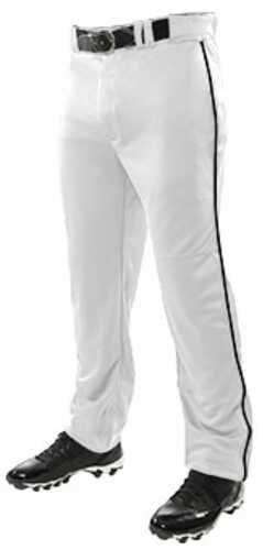 Champro Adult Triple Crown Opn Btm Pant w Piping Wht Blk LG