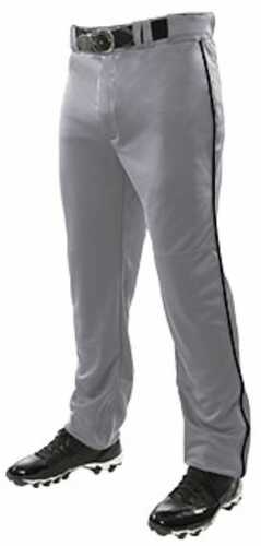 Champro Adult Triple Crown Opn Btm Pant w Piping Gry Blk 3XL