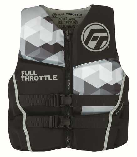 Full Throttle Mens Rapid-Dry Flex-Back Life Jacket M Grey