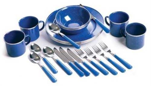 Stansport 24-Piece Enamel Camping Tableware Set