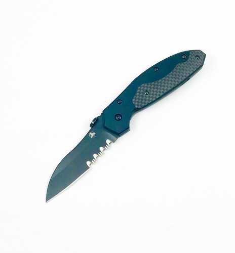 Nemesis Manx Folder 3in Black Satin Combo Blade 7.15in Overall