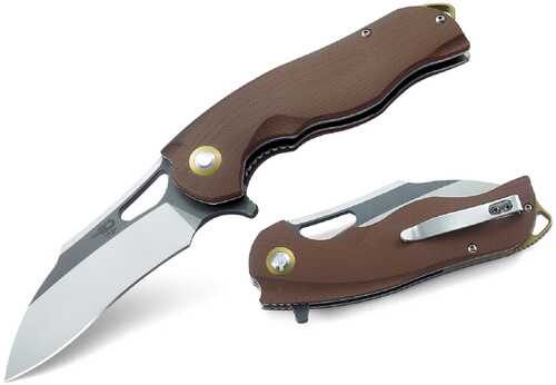 Bestech Rhino Folder 3.625 in Gray Satin Plain Beige G-10