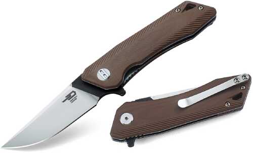 Bestech Thorn Folder 4.3 in Satin Plain Beige G-10 Handle