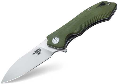 Bestech Beluga Folder 4.3 in Stonewash Plain Green G-10 Handle