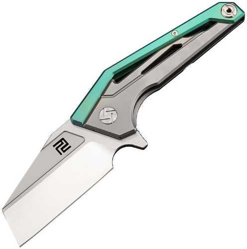 Artisan Ravine Folder 2.83 in S35VN Blade Green Titanium Handle