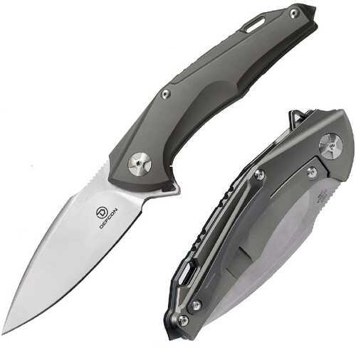 Defcon Shark's Tooth Folder 3.5 in Blade Dark Gray Titanium