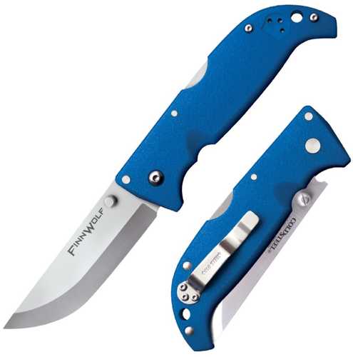 Cold Steel Cs-20NPG Finn Wolf 3.50" Folding Plain AUS 8A Blade Blue Griv-Ex Handle