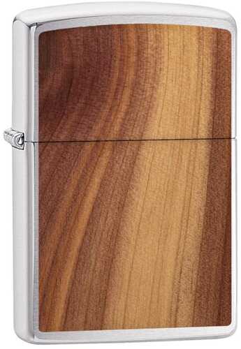 Zippo Brushed Chrome Woodchuck Cedar Emblem Lighter