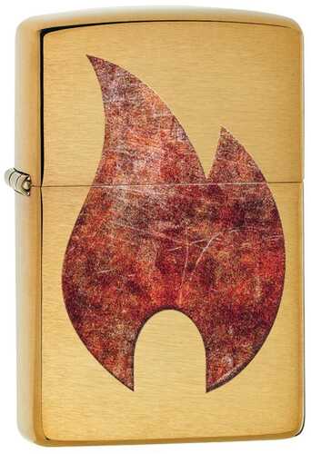 Zippo Brushed Brass Rusty Flame Design Lighter